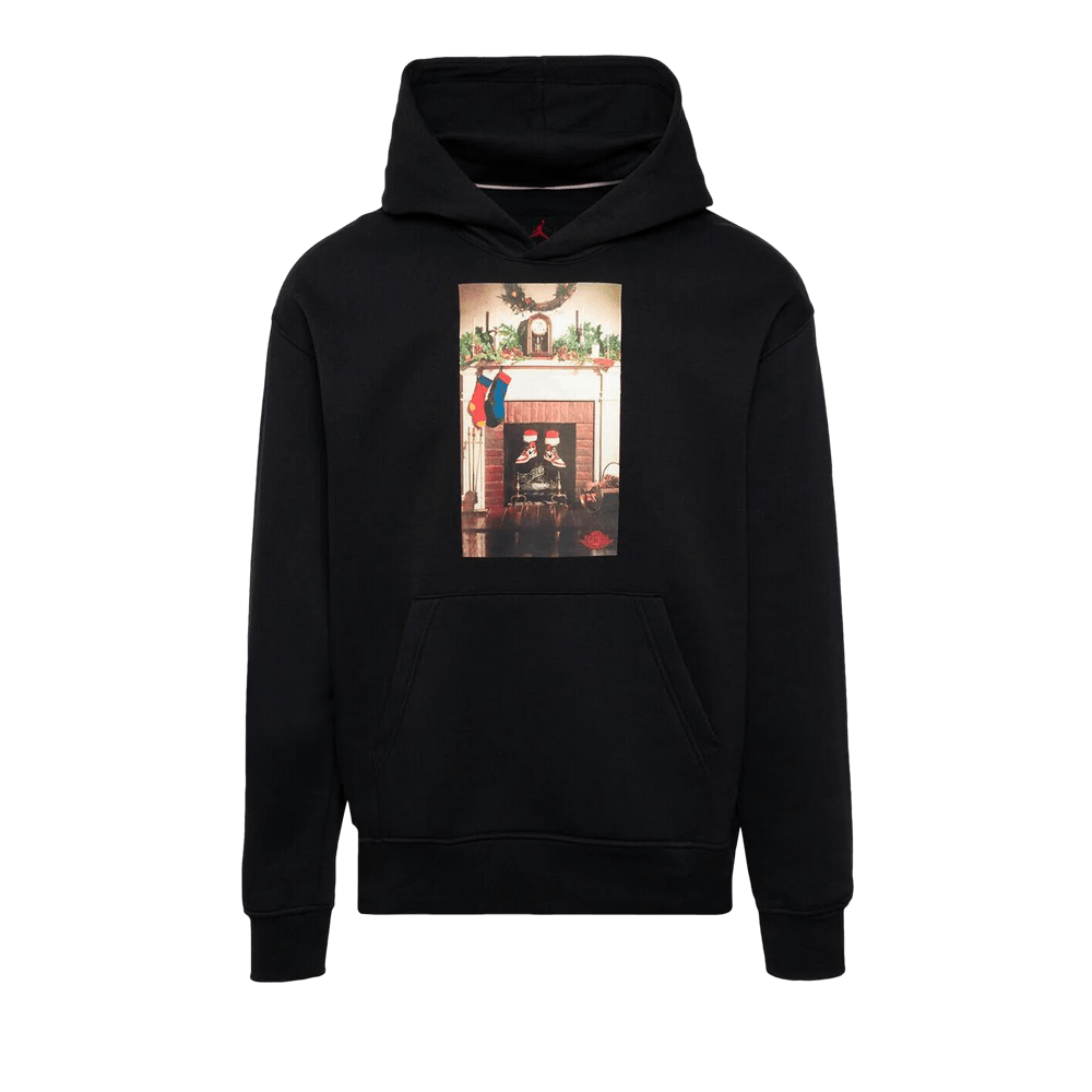 Air Jordan Jumpman Chimney Fleece Pullover Hoodie 'Black/Gym Red'