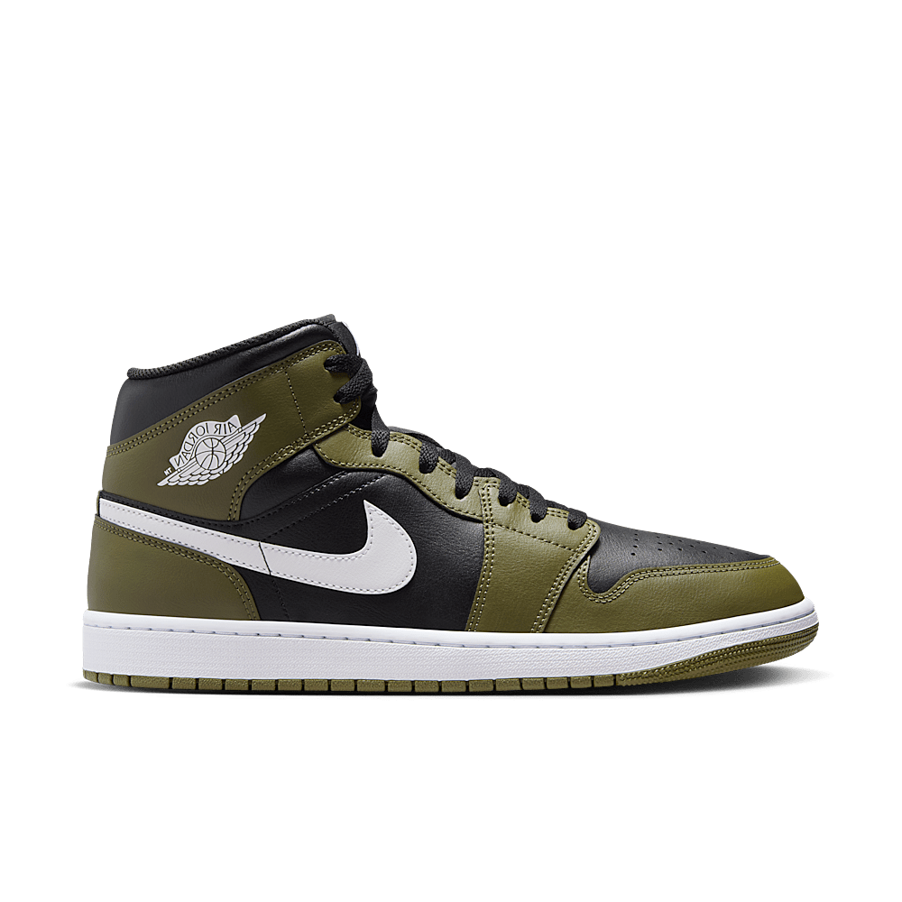 Jordan 1 Mid Black White Olive