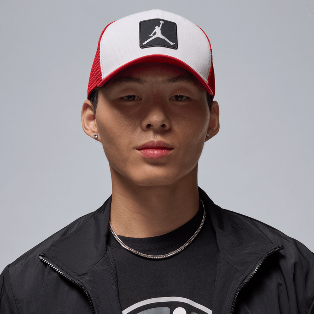 Jordan Rise Jumpman Trucker Cap White Red