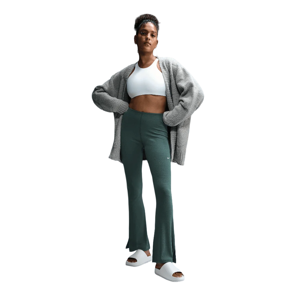 Nike Sportswear Chill Knit Women's Tight Mini-Rib Flared Leggings Vintage Green/Sail
