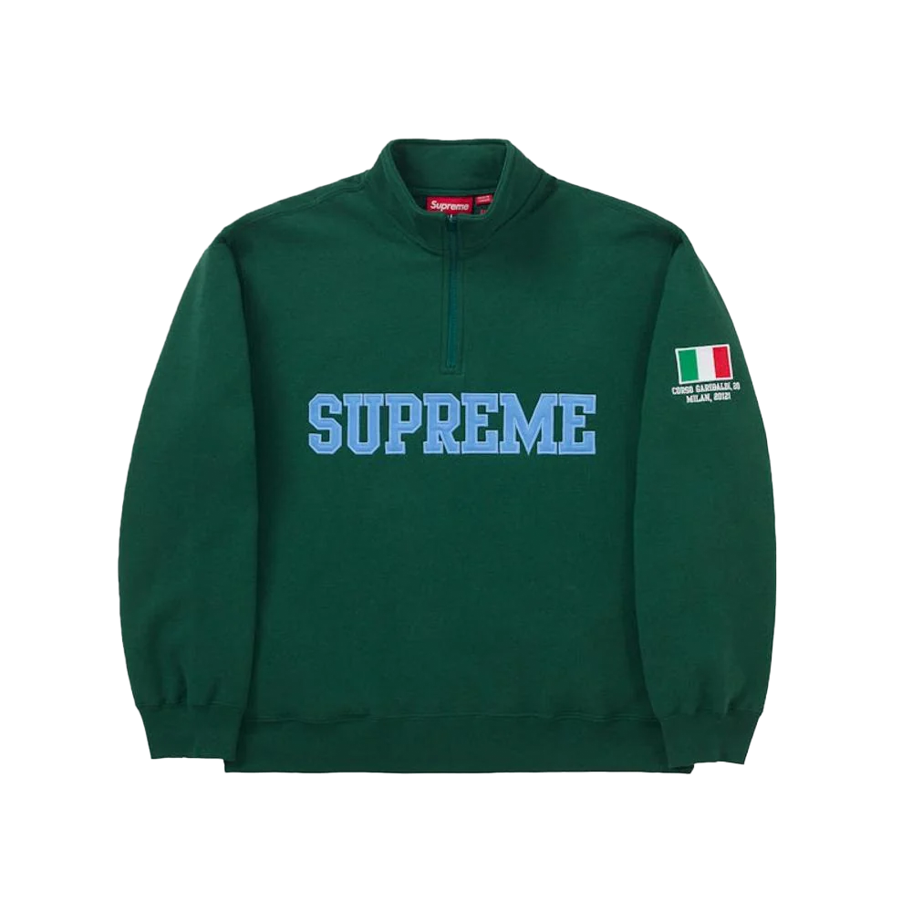 Supreme Milan Shop Flag Half Zip Pullover Green