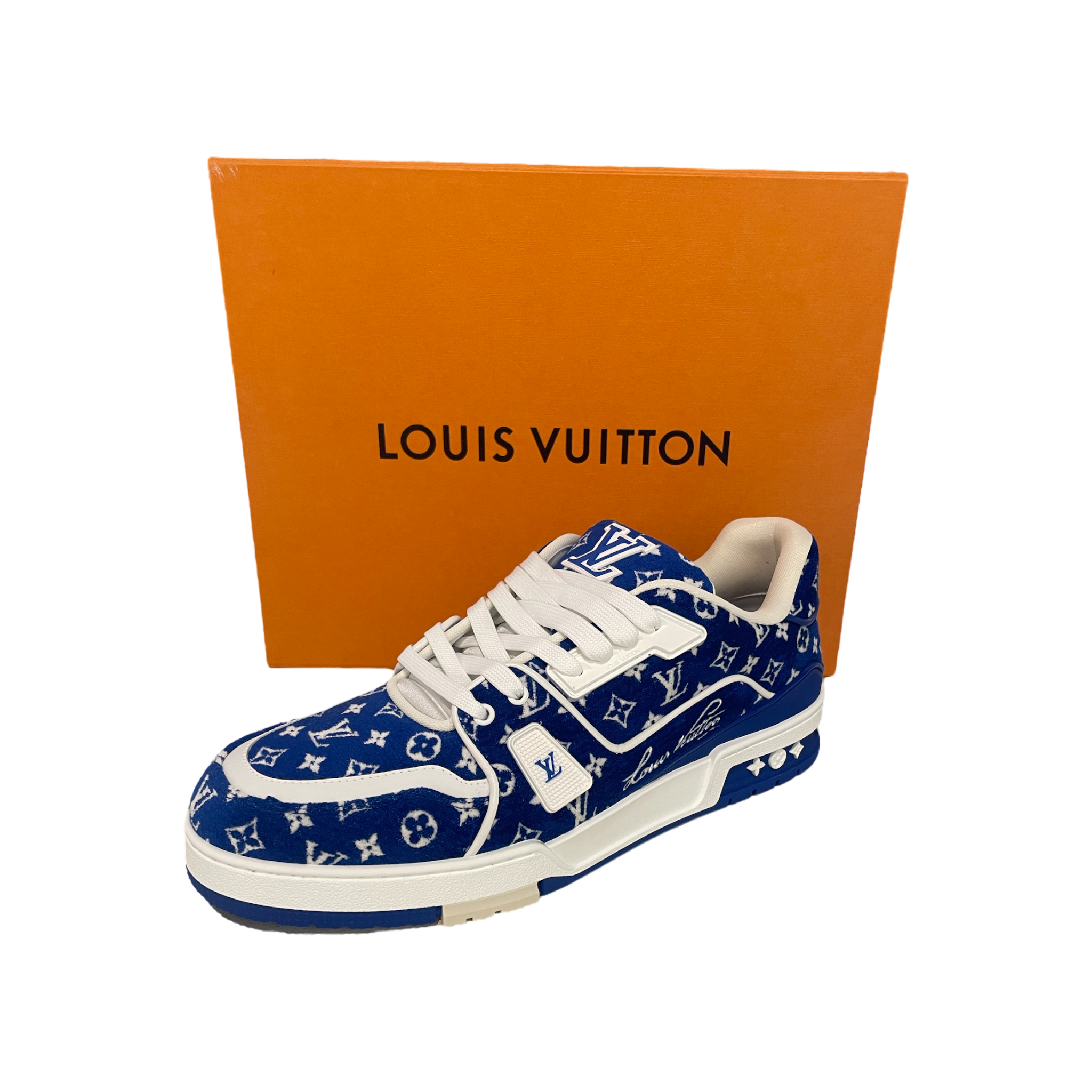 Louis Vuitton Trainer Blue Monogram Textile front
