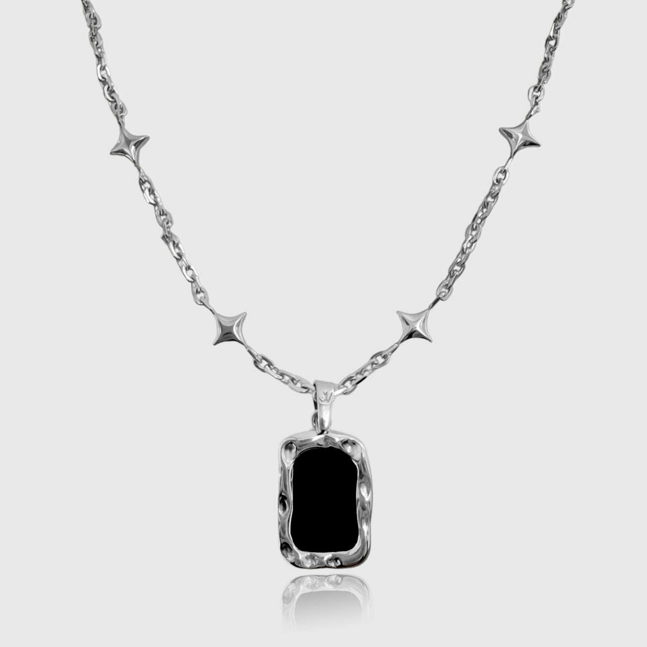 Silber star Kette with black onyx Anhänger – protective gemstone Halskette.