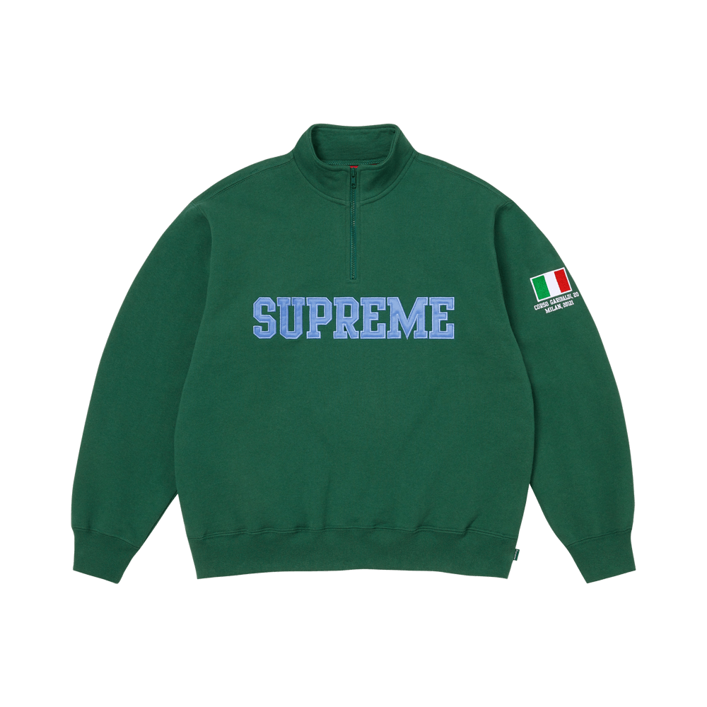 Supreme Shop Flag Half Zip Pullover 'Dark Green Milan'