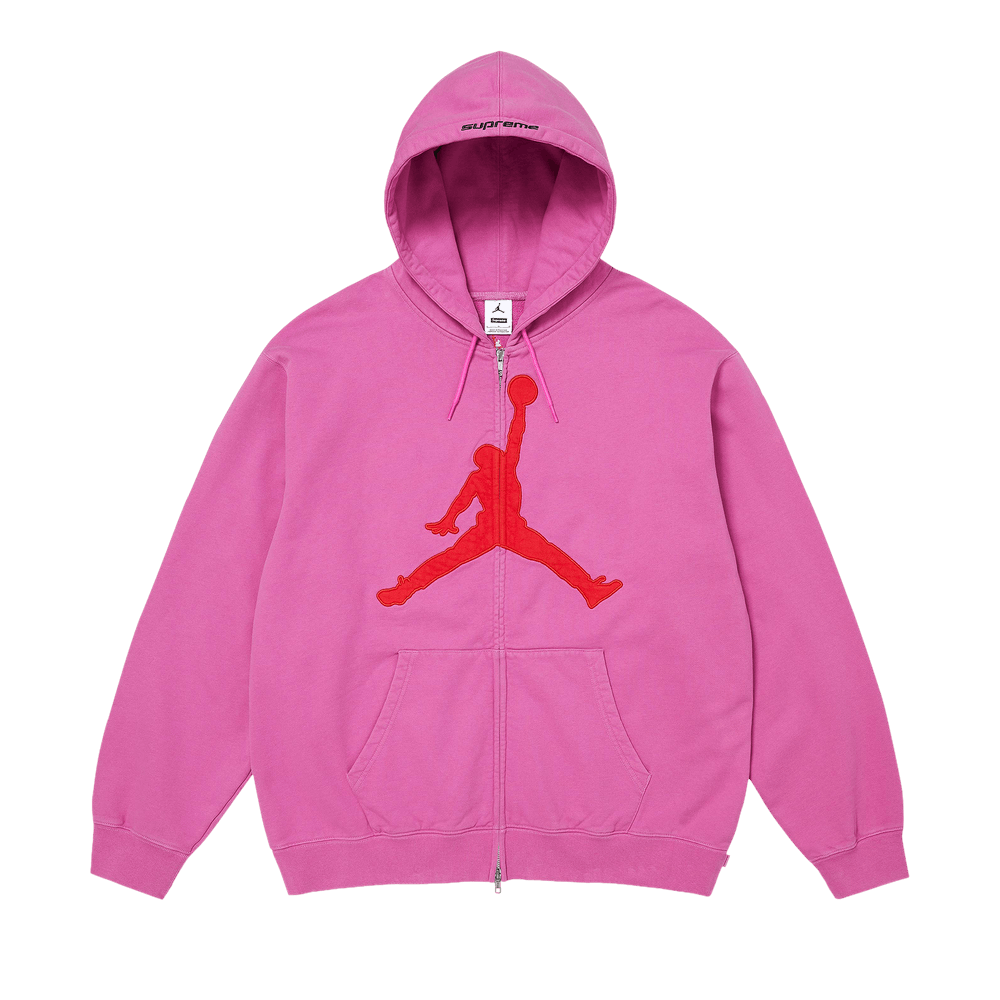 Supreme x Jordan Zip Up Hooded Sweatshirt 'Pink'