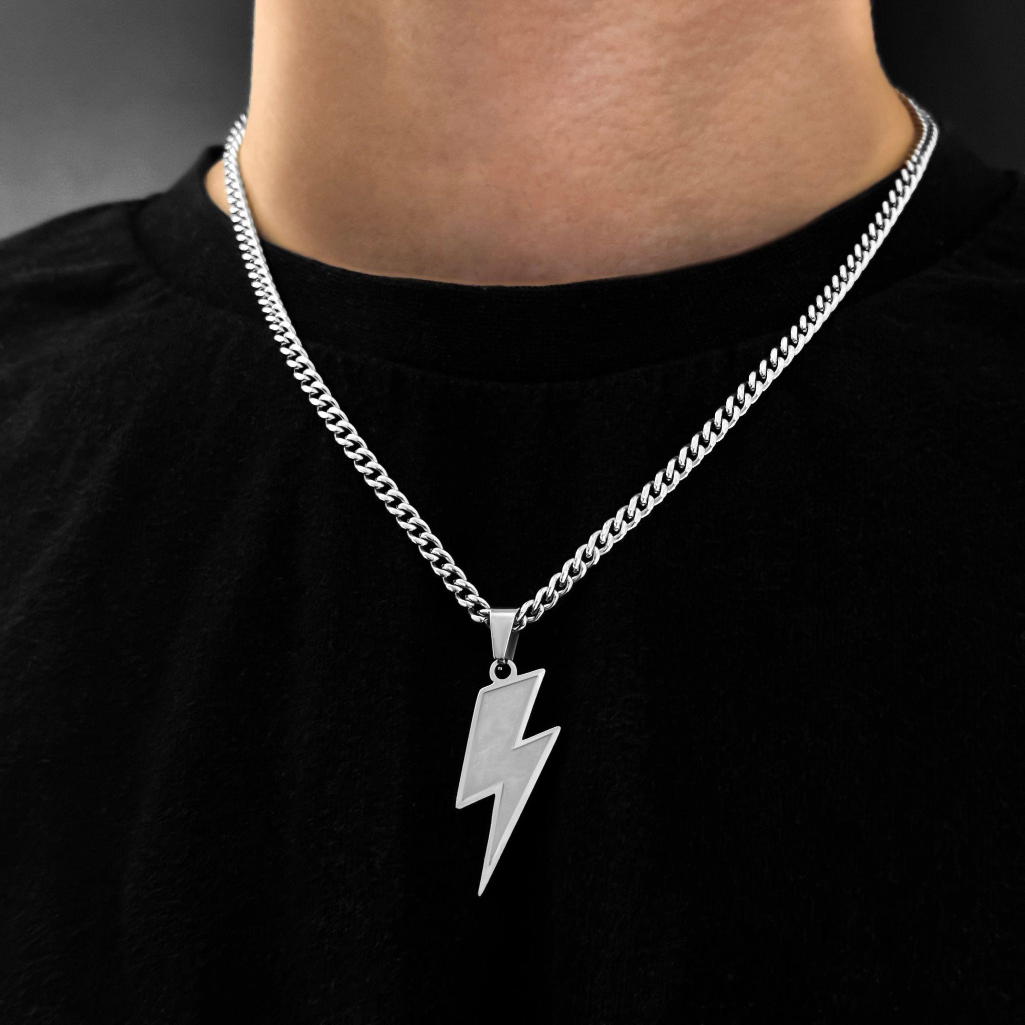 Lightning Cuban Kette - Silber (4mm) - Ketten mit Anhänger - 50cm / 20'' - JVillion®