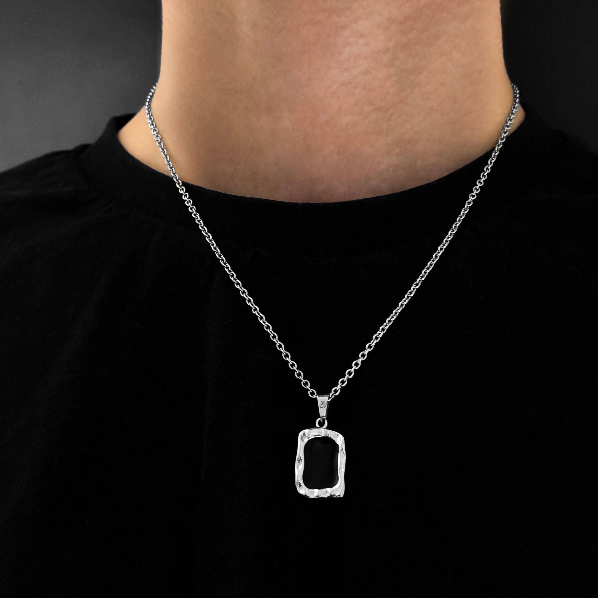 Onyx Rolo Kette - Silber (2mm) - Ketten mit Anhänger - 50cm / 20'' - JVillion®