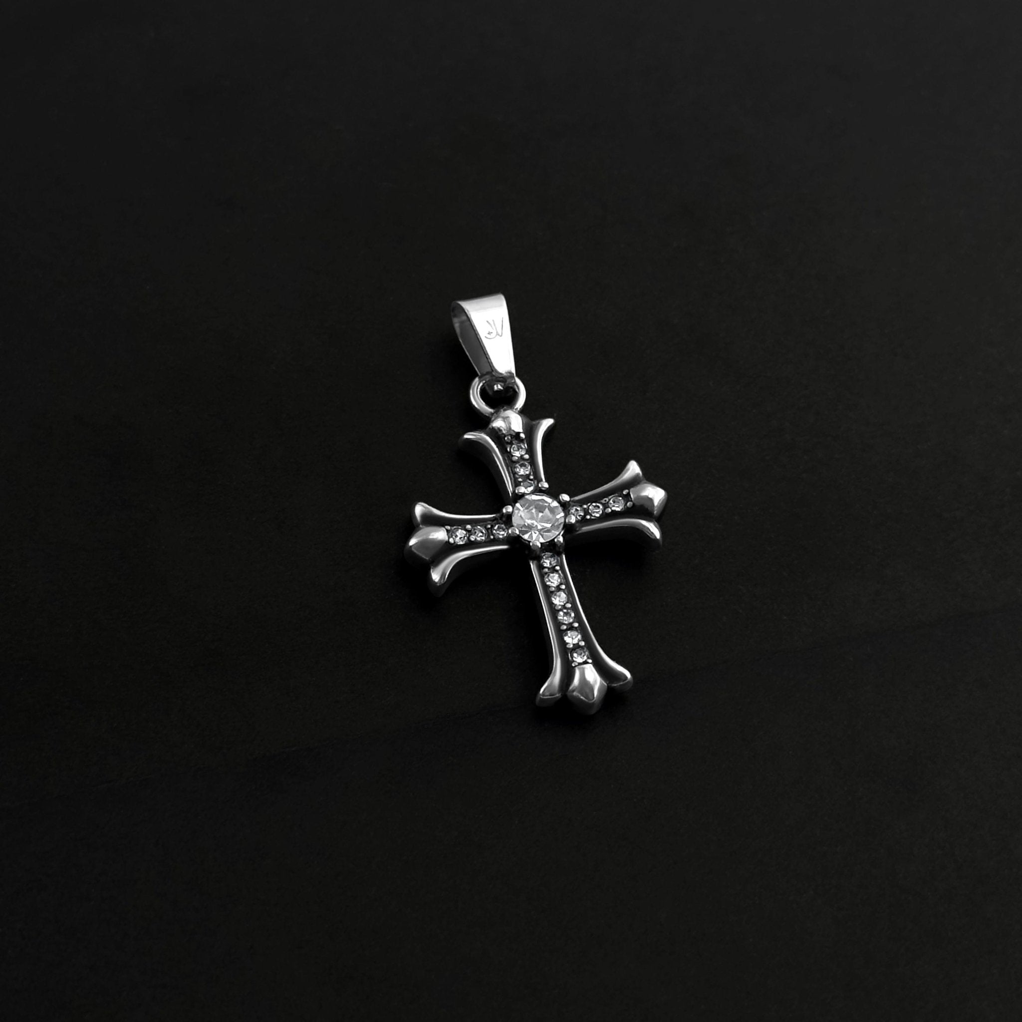 Shiny Cross Cuban Kette - Silber (4mm) - Ketten mit Anhänger - 50cm / 20'' - JVillion®