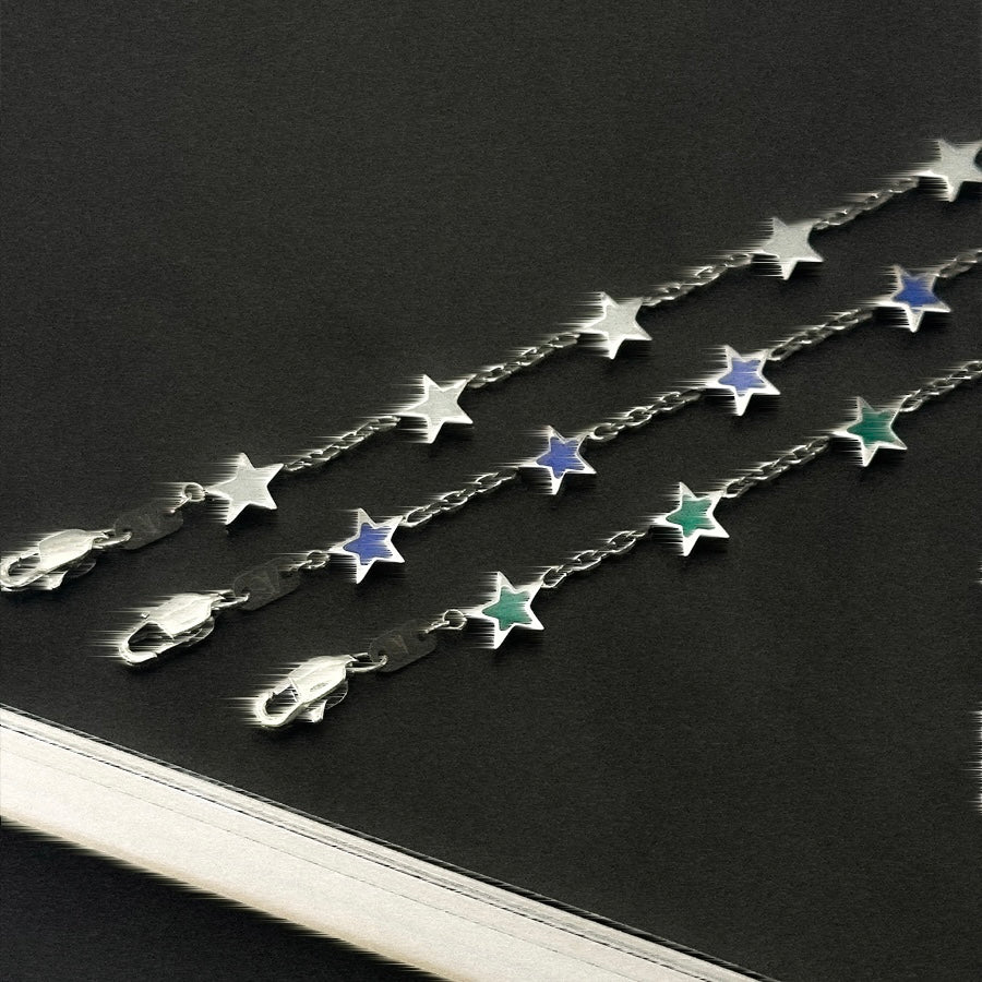 Modern men’s Armband featuring green onyx inlay and star design – durable steel jewelry piece