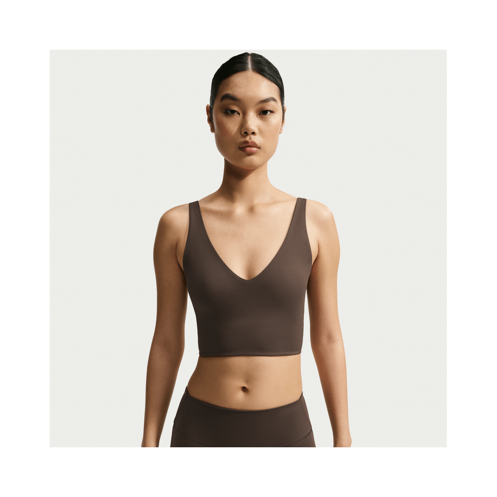 NikeSKIMS Matte Women's V-Neck Long-Line Bra NSKM Dark Sepia/NSKM Dark Sepia