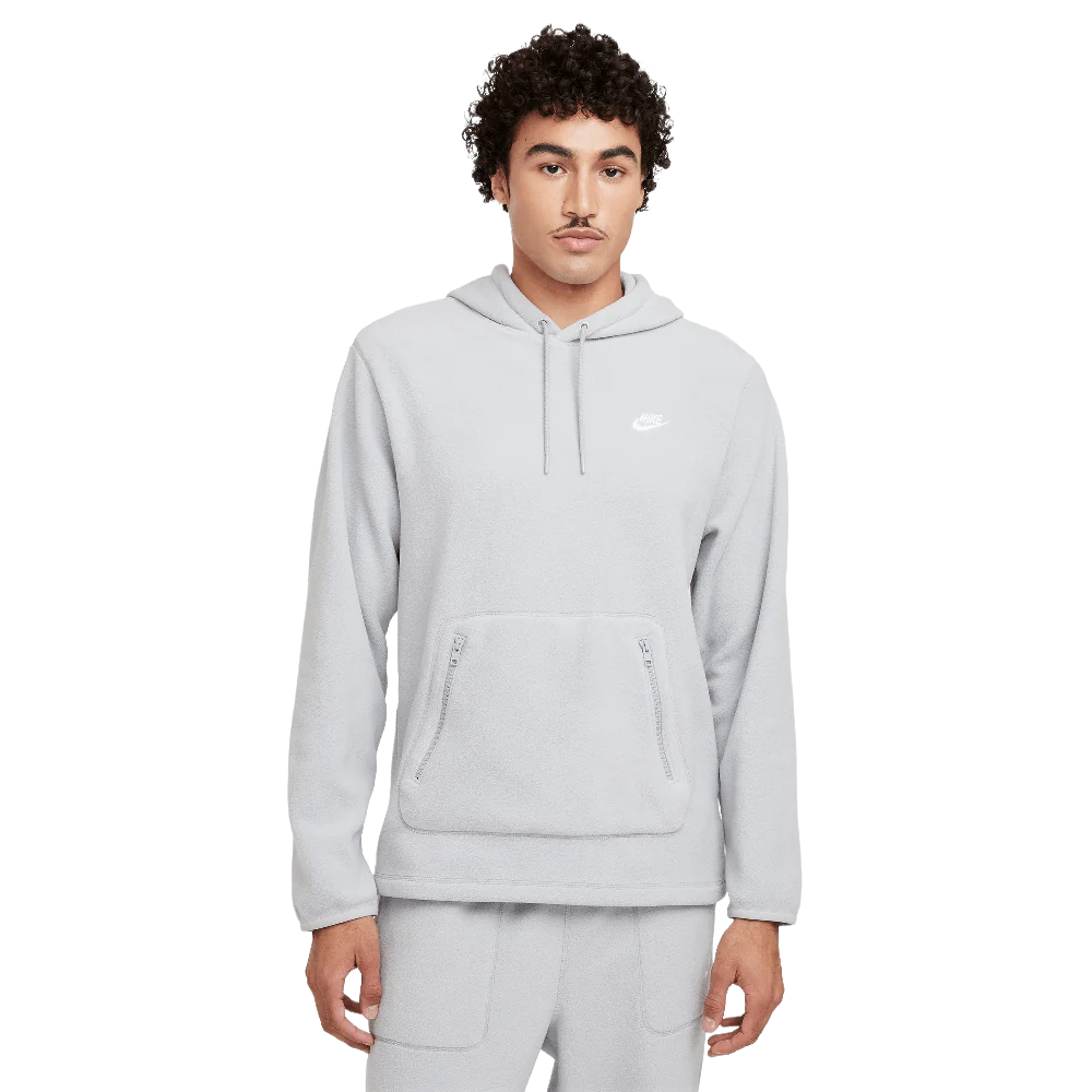 Nike Club Men's Winterized Pullover Hoodie Light Smoke Grey/Pure/White