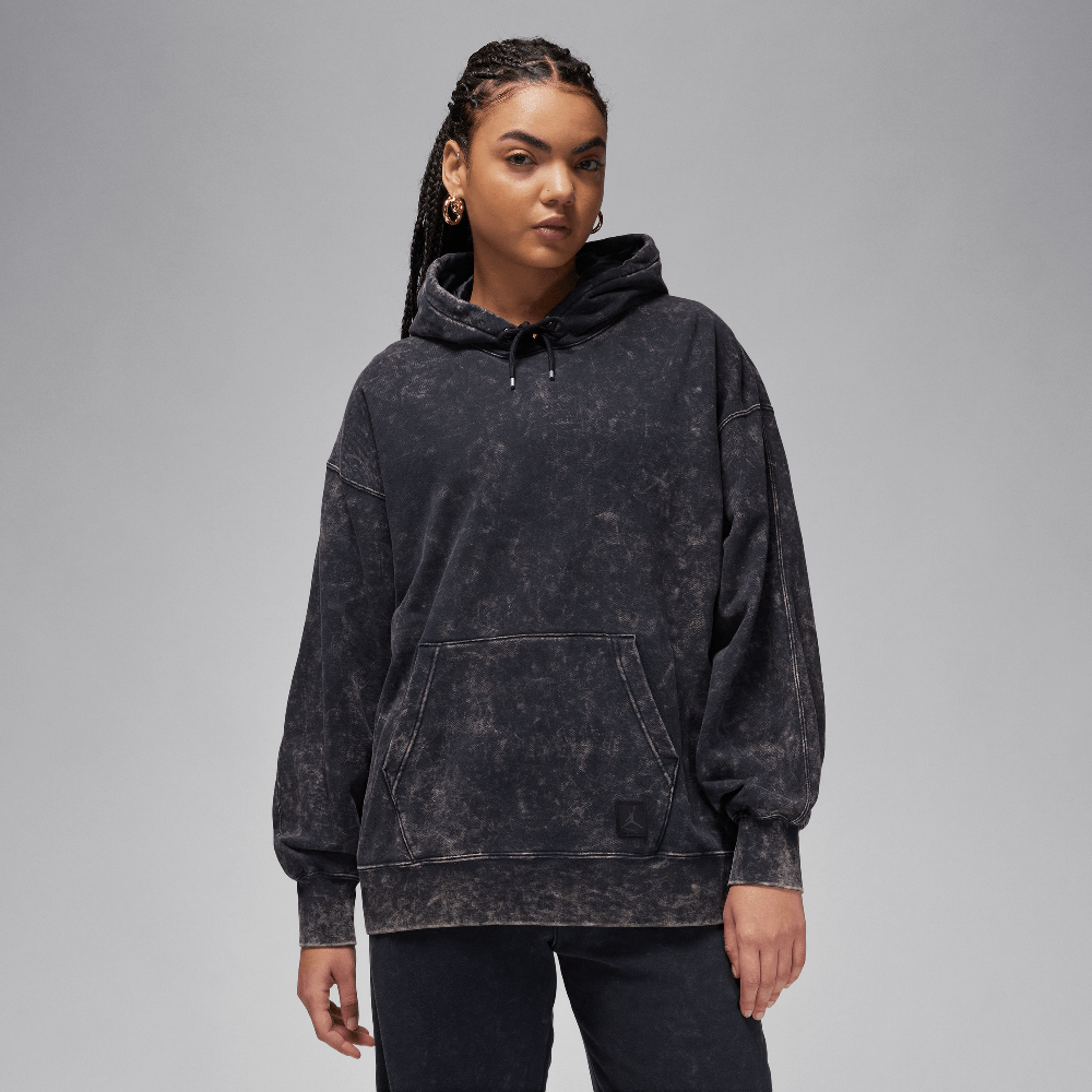 Jordan Flight Fleece Women's Satin-Lined Washed Hoodie Black