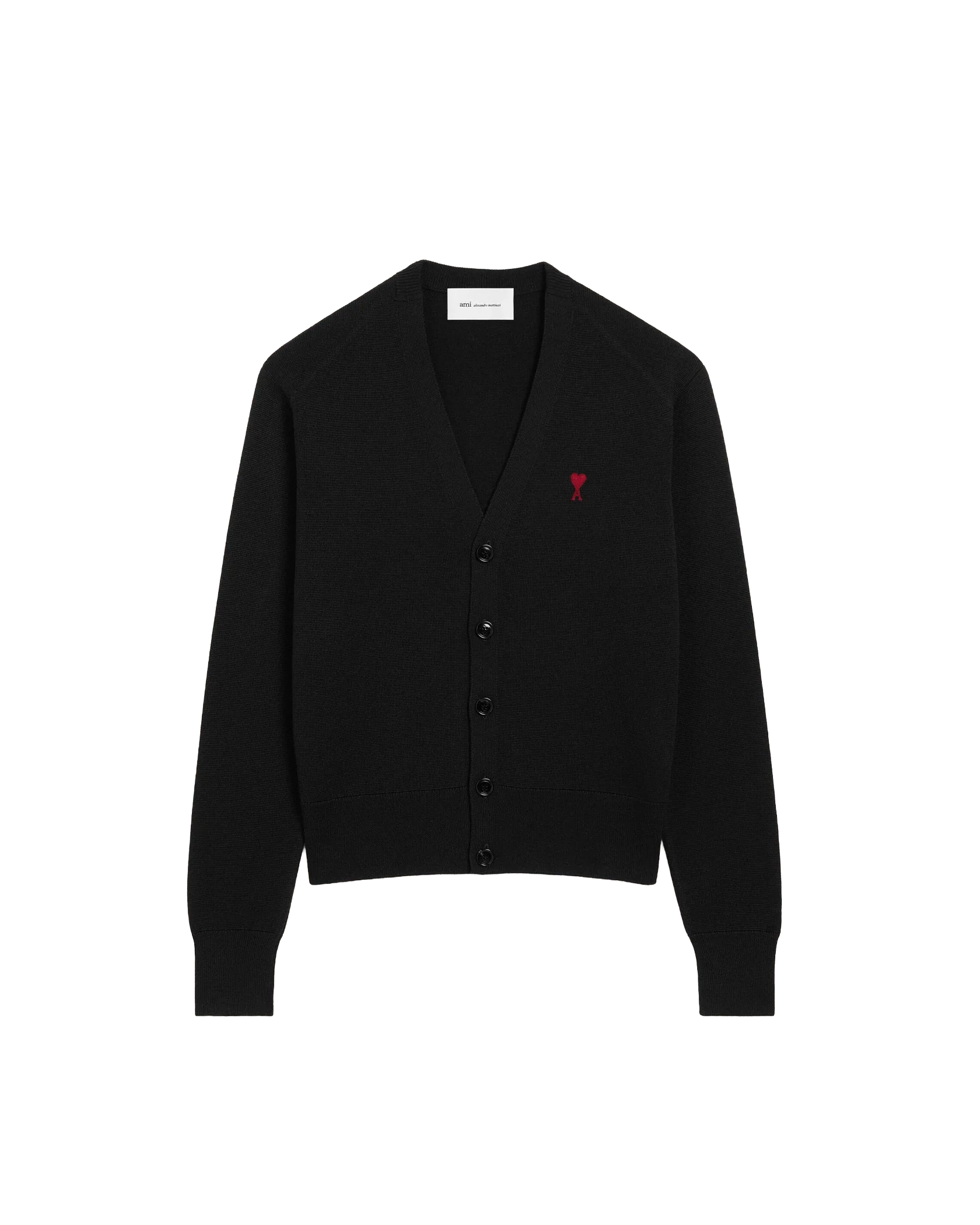 Ami Paris Small A Heart Cardigan Black Red