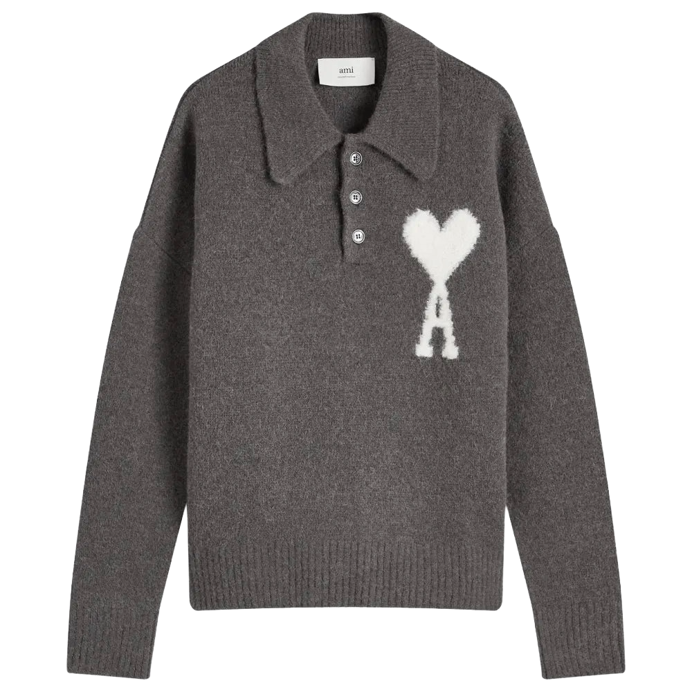 AMI Paris Large Heart Knitted Polo