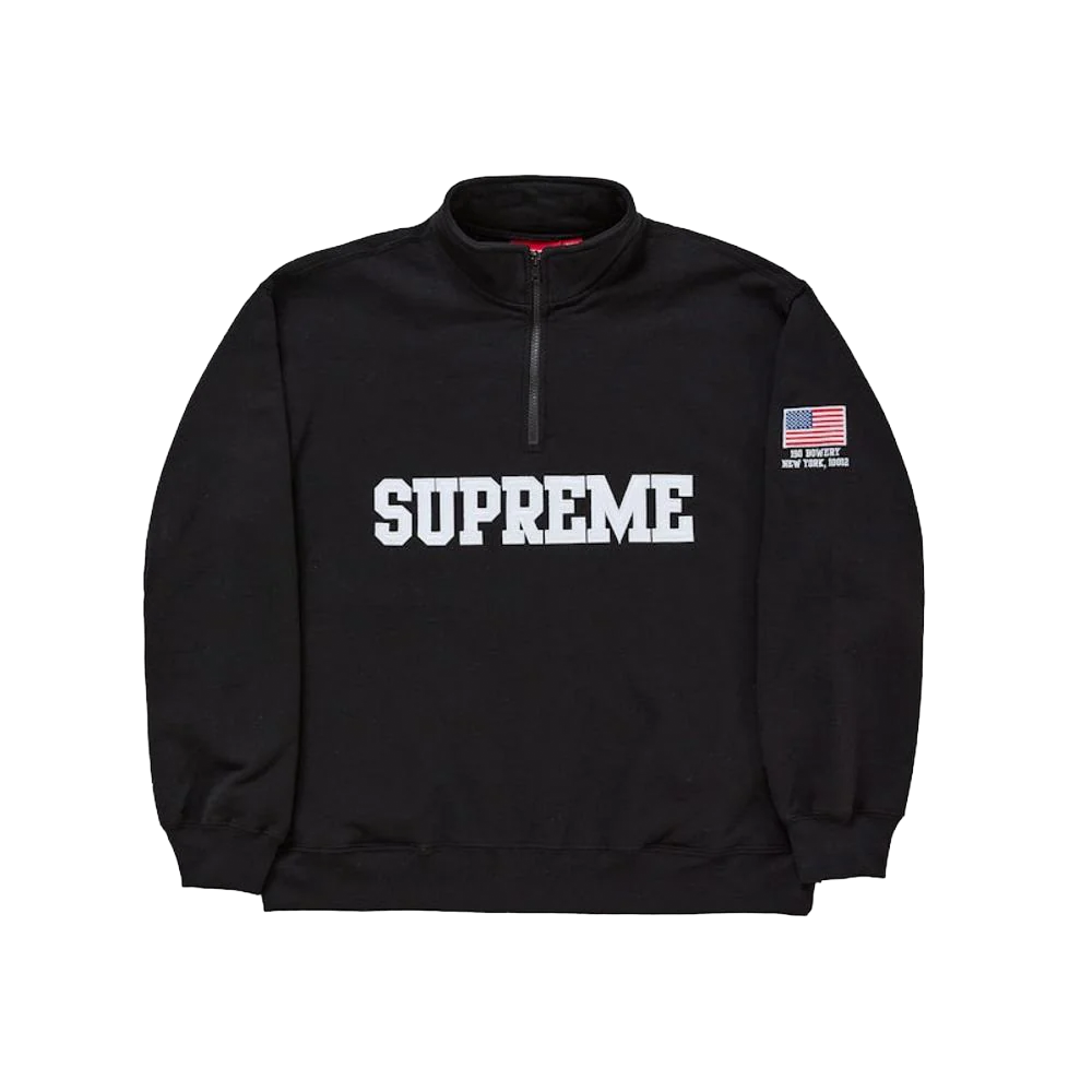 Supreme Shop Flag Half Zip Pullover Black