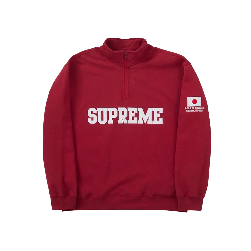 Supreme Tokyo Shop Flag Half Zip Pullover Red