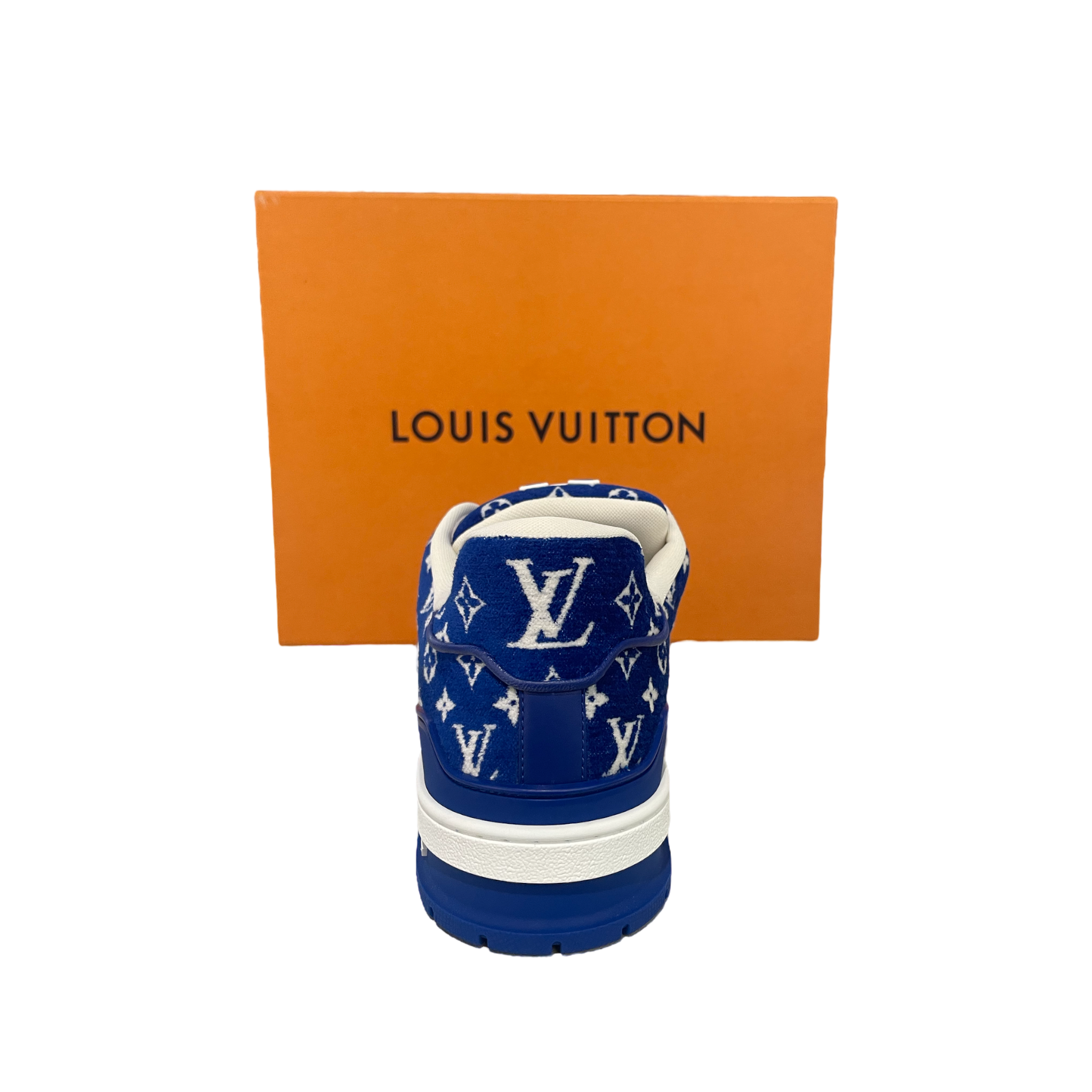 Louis Vuitton Trainer Blue Monogram Textile heel back