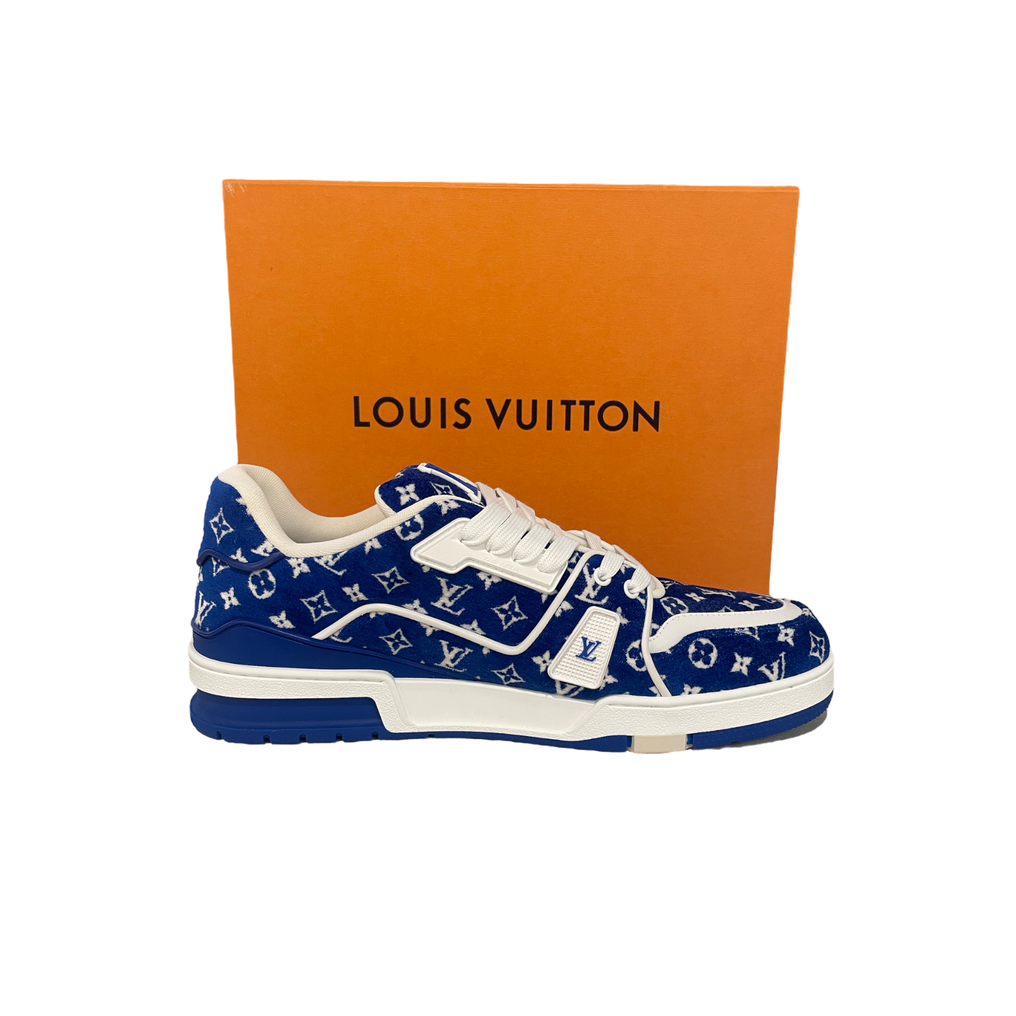 Louis Vuitton Trainer Blue Monogram Textile left inner side