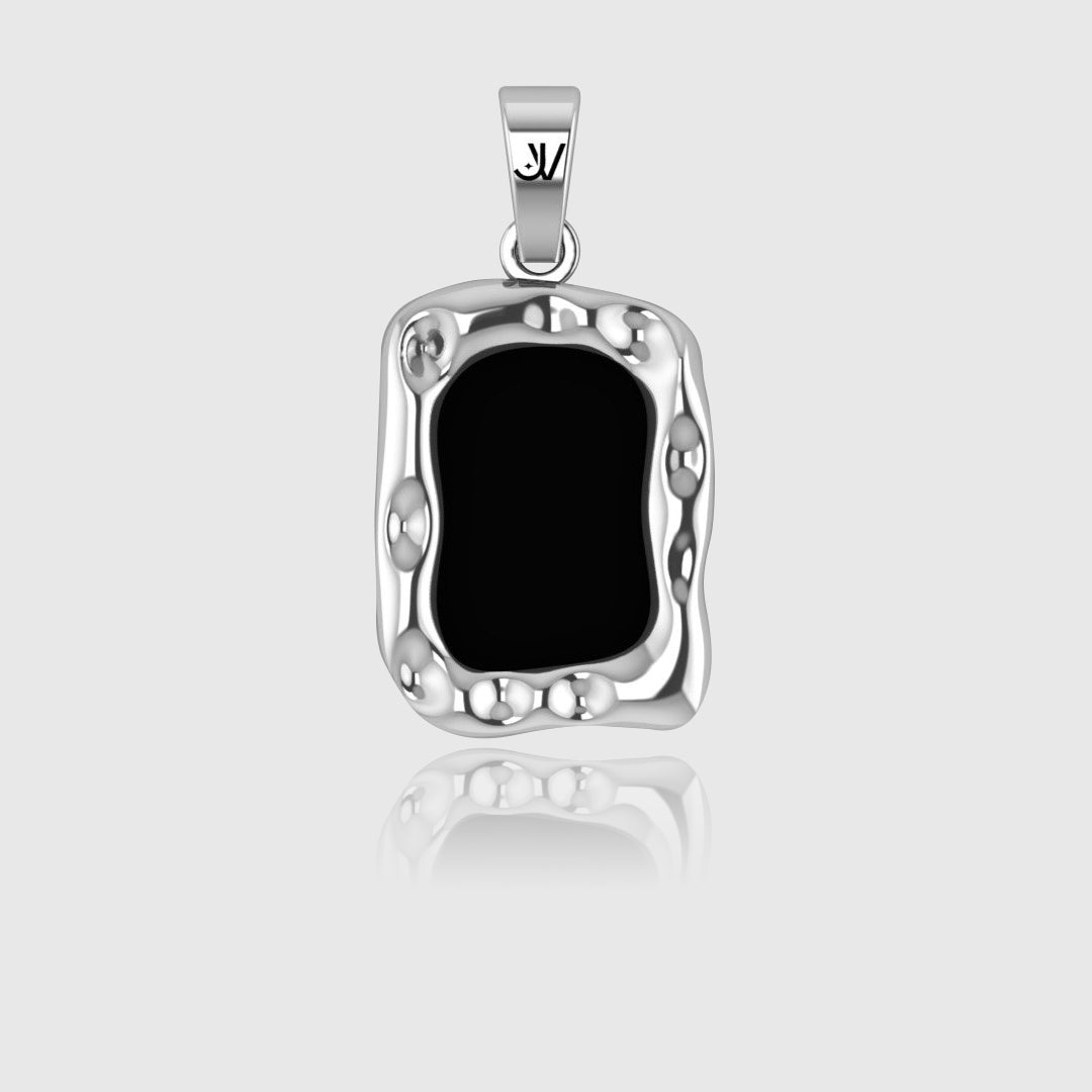 Silber star Halskette with polished onyx gemstone – spiritual jewelry piece.