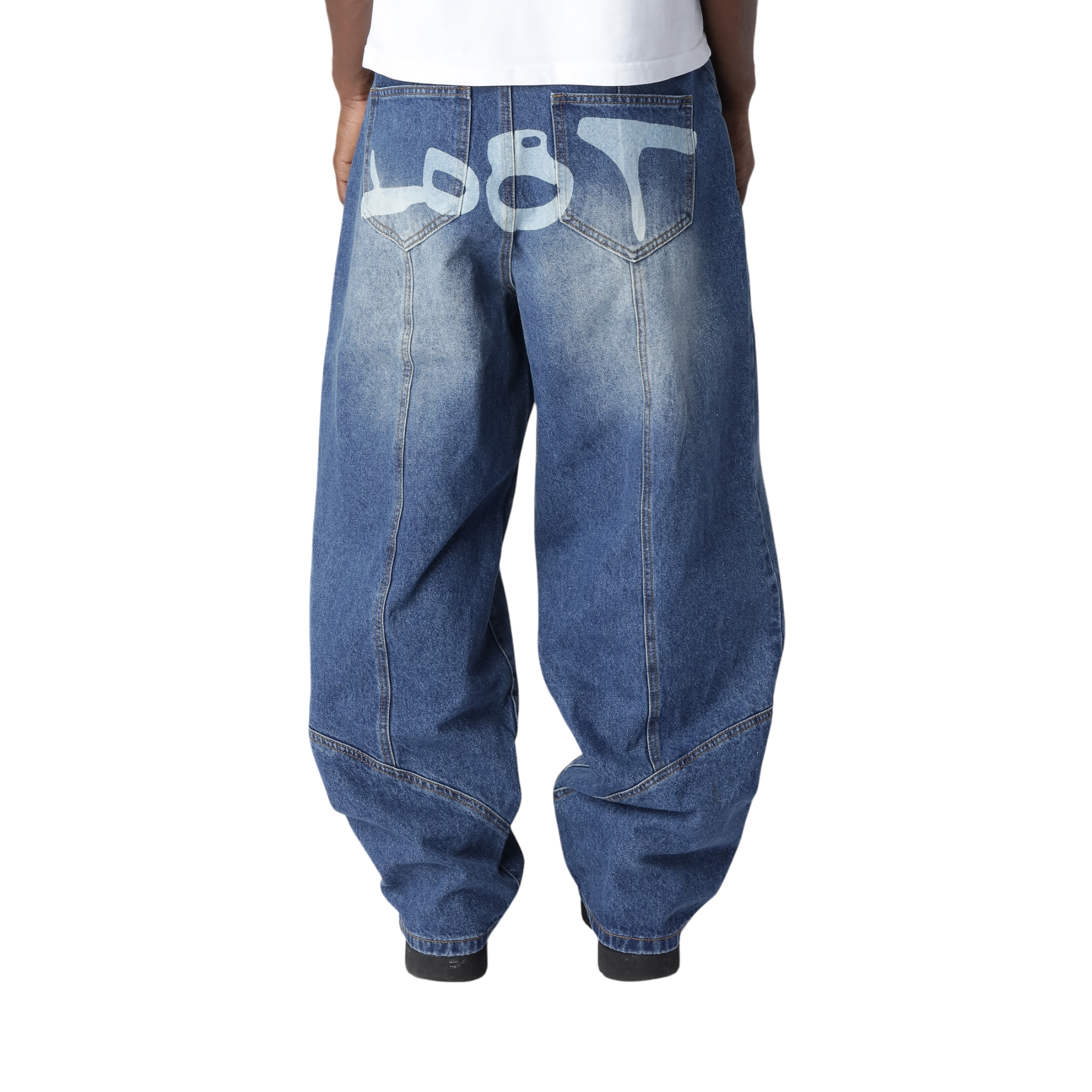 OUTERSEAM LOGO JEANS - STONEWASHED BLUE