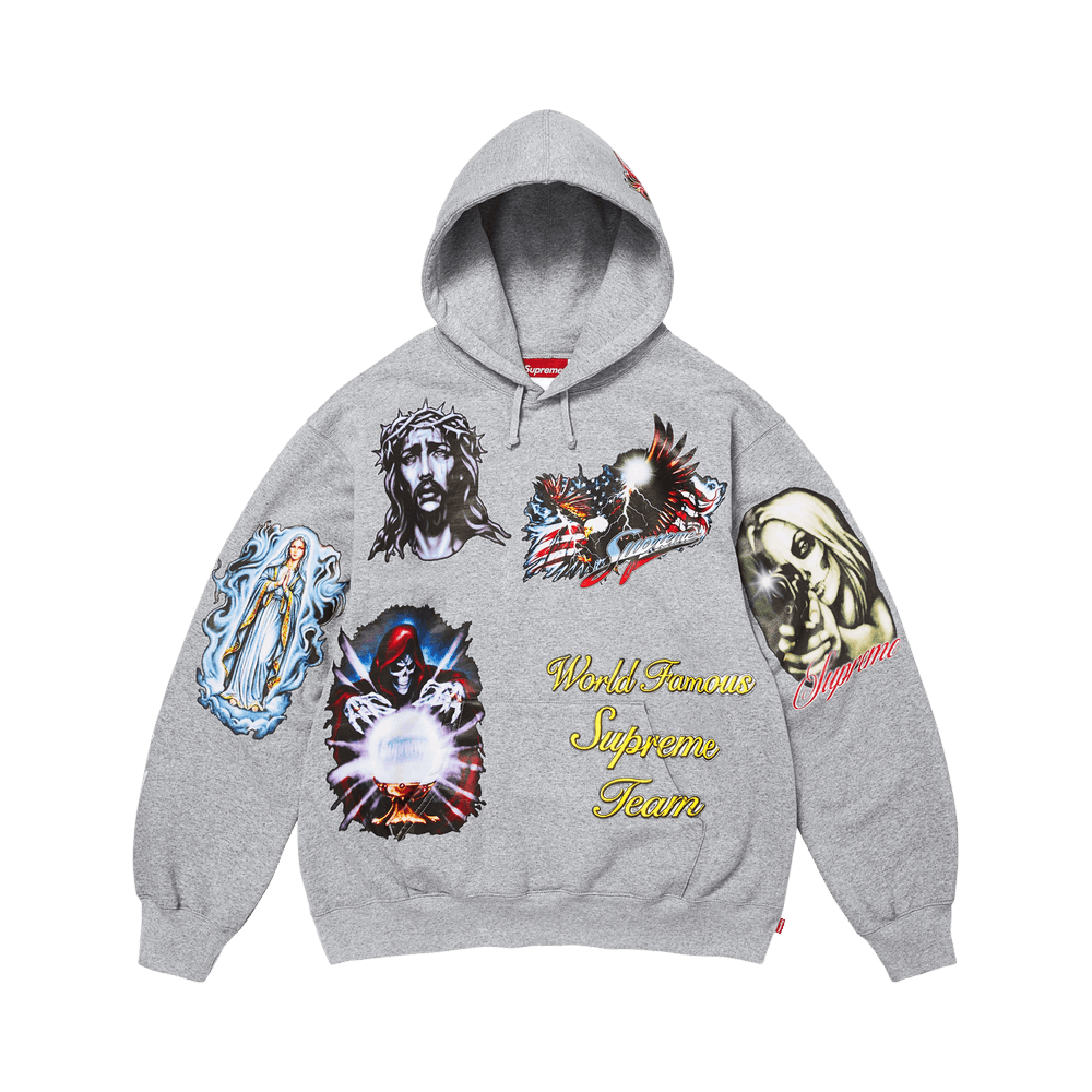 Supreme Stickers Hooded Sweatshirt Heather Grey