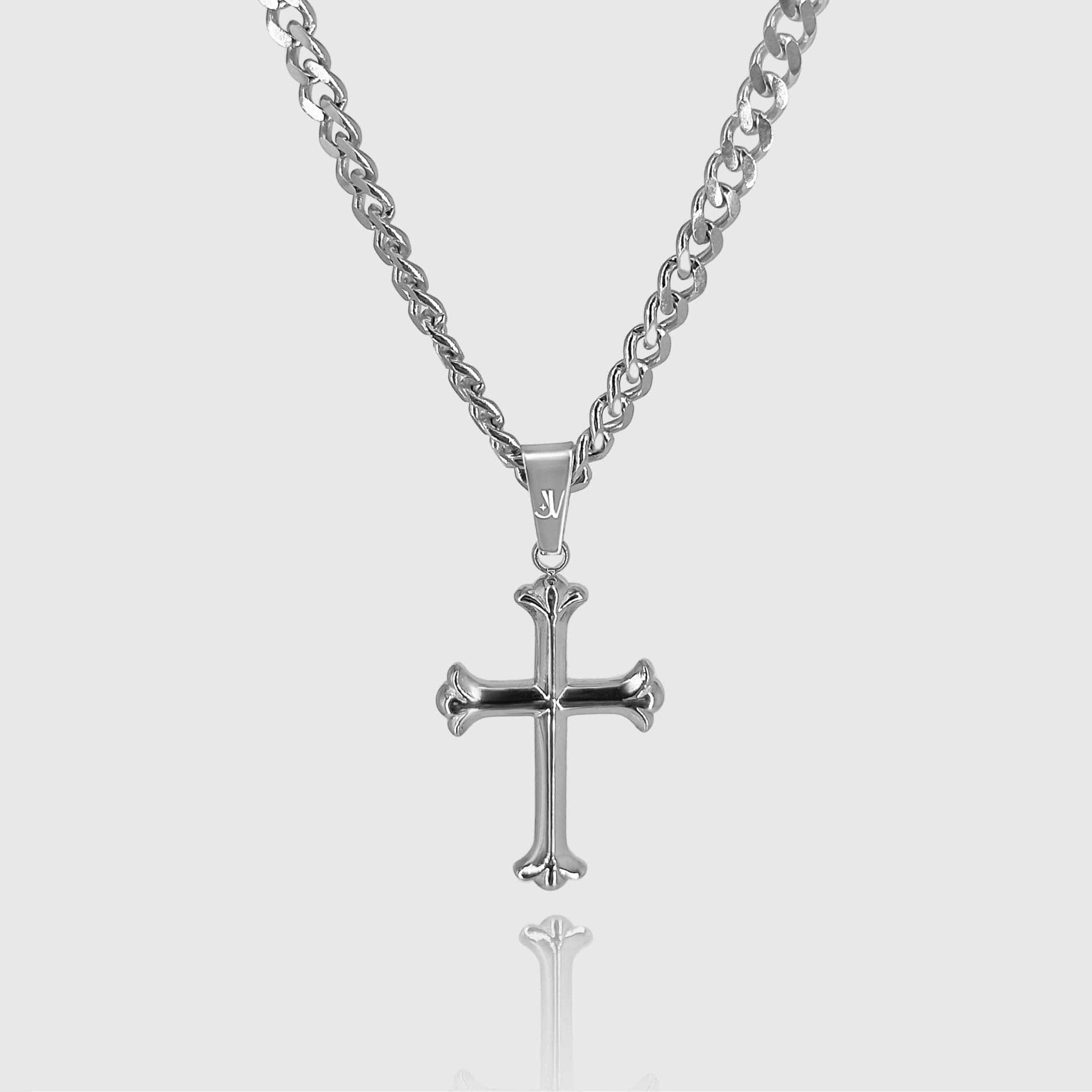 Cross Cuban Kette - Silber (4mm) - Ketten mit Anhänger - 50cm / 20'' - JVillion®
