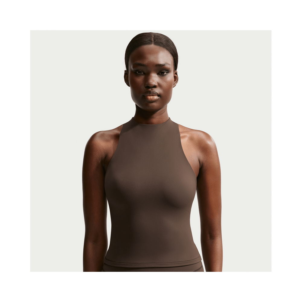 NikeSKIMS Matte Women's Mock-Neck Racerback Tank Top NSKM Dark Sepia/NSKM Dark Sepia