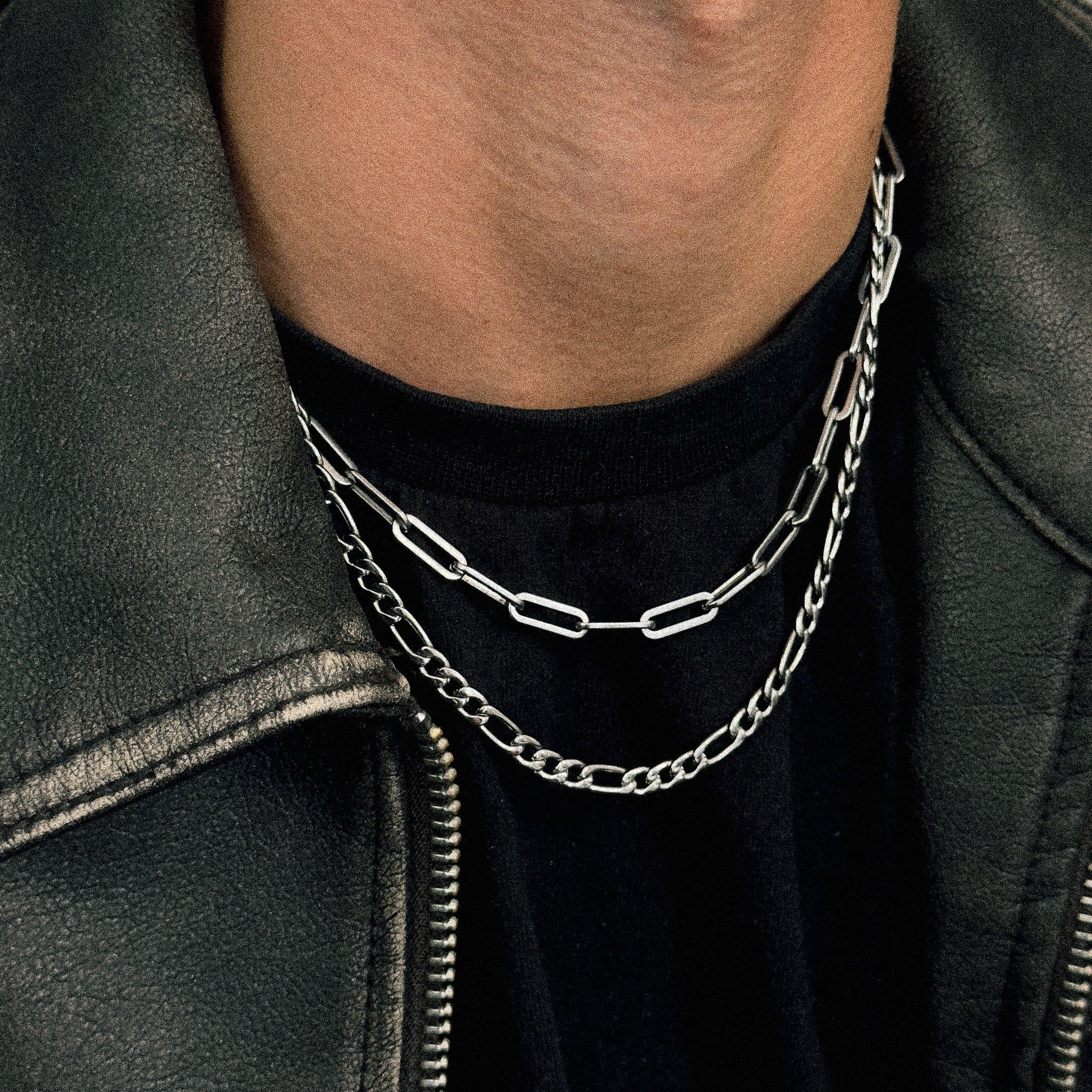 Stainless Steel Figaro Kette 5mm Closeup for Men’s Jewelry