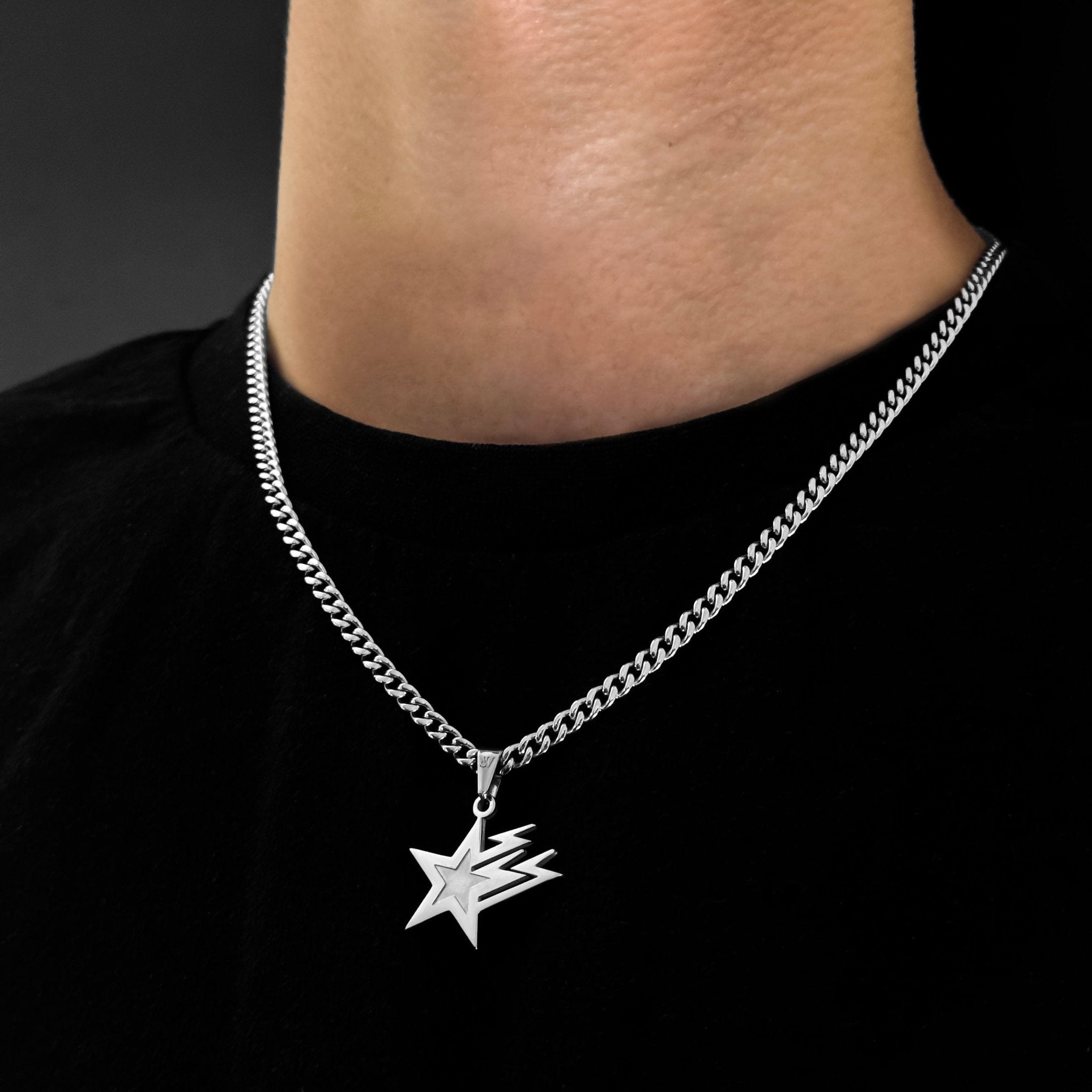 Galaxy Star Cuban Kette - Silber (4mm) - Ketten mit Anhänger - 50cm / 20'' - JVillion®