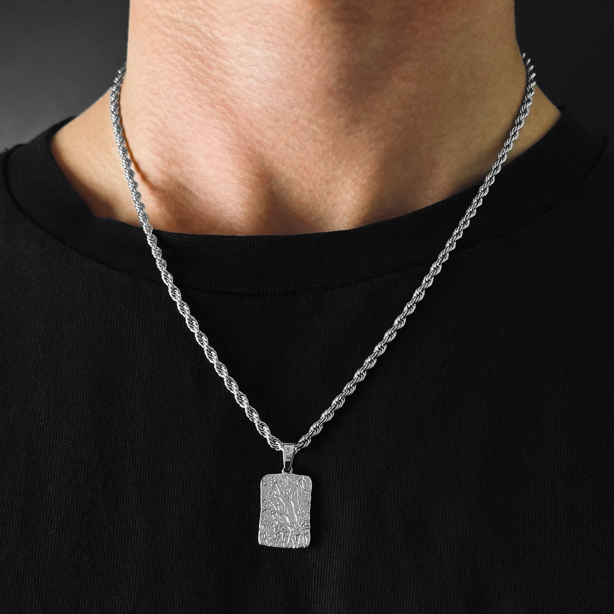 Lava Rope Kette - Silber (3mm) - Ketten mit Anhänger - 50cm / 20'' - JVillion®