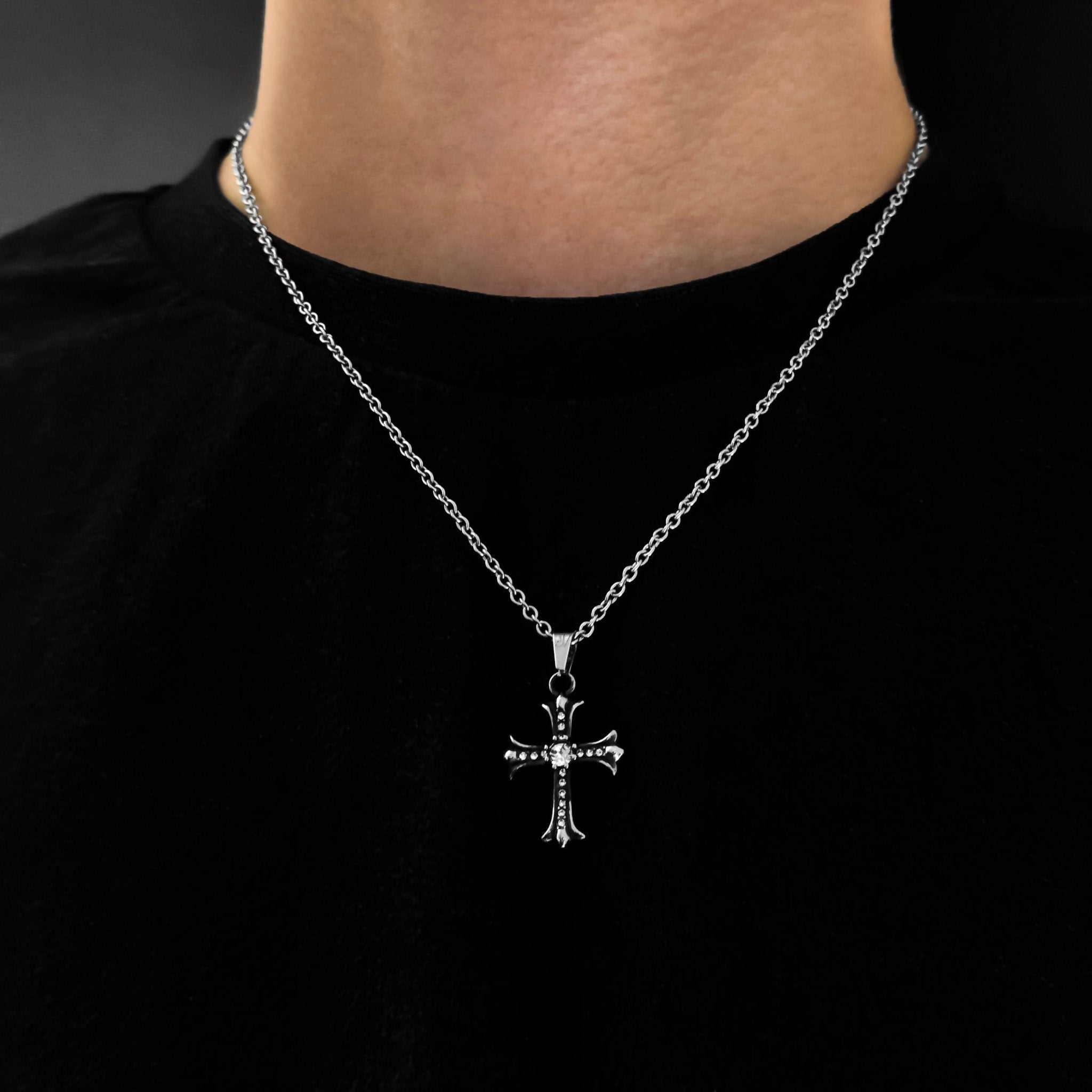 Shiny Cross Rolo Kette - Silber (2mm) - Ketten mit Anhänger - 50cm / 20'' - JVillion®