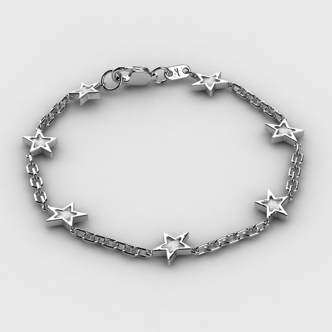 Men’s stainless steel star Armband with white onyx inlay – modern masculine jewelry for everyday style