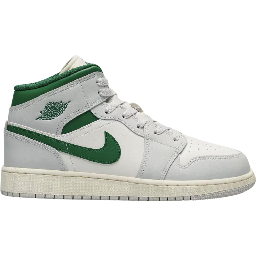 Air Jordan 1 Mid White Pure Platinum Pine Green (GS)