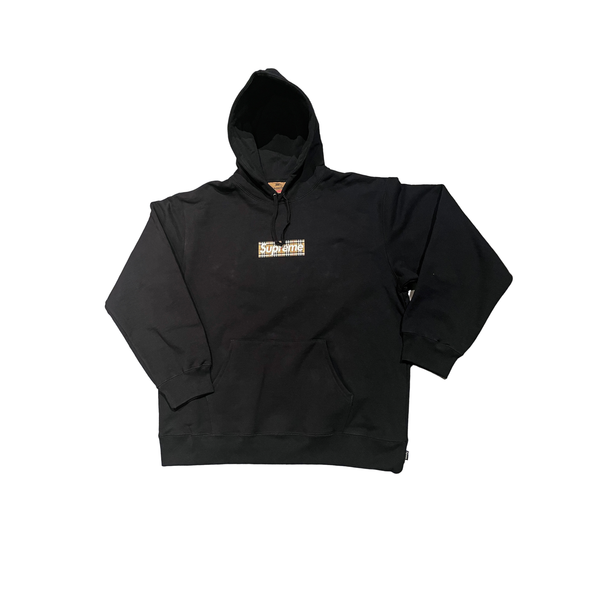 Supreme Burberry Box Logo Hooded Sweatshirt Black