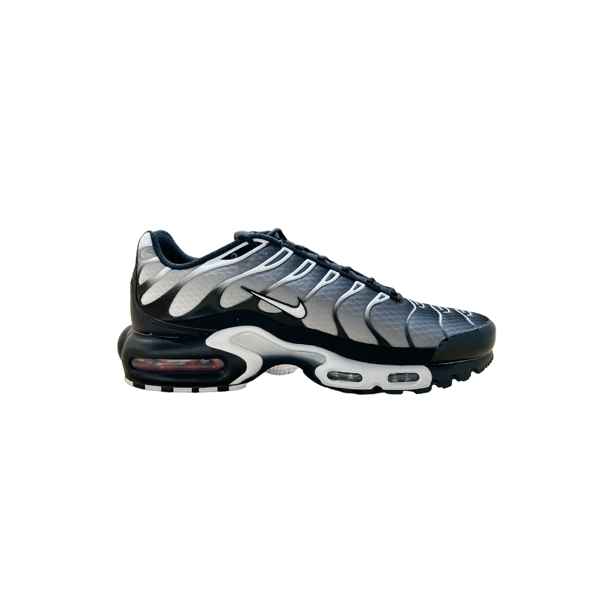 Nike Air Max Plus Black Silver White (Damaged OG Box/Replacement Box branded)