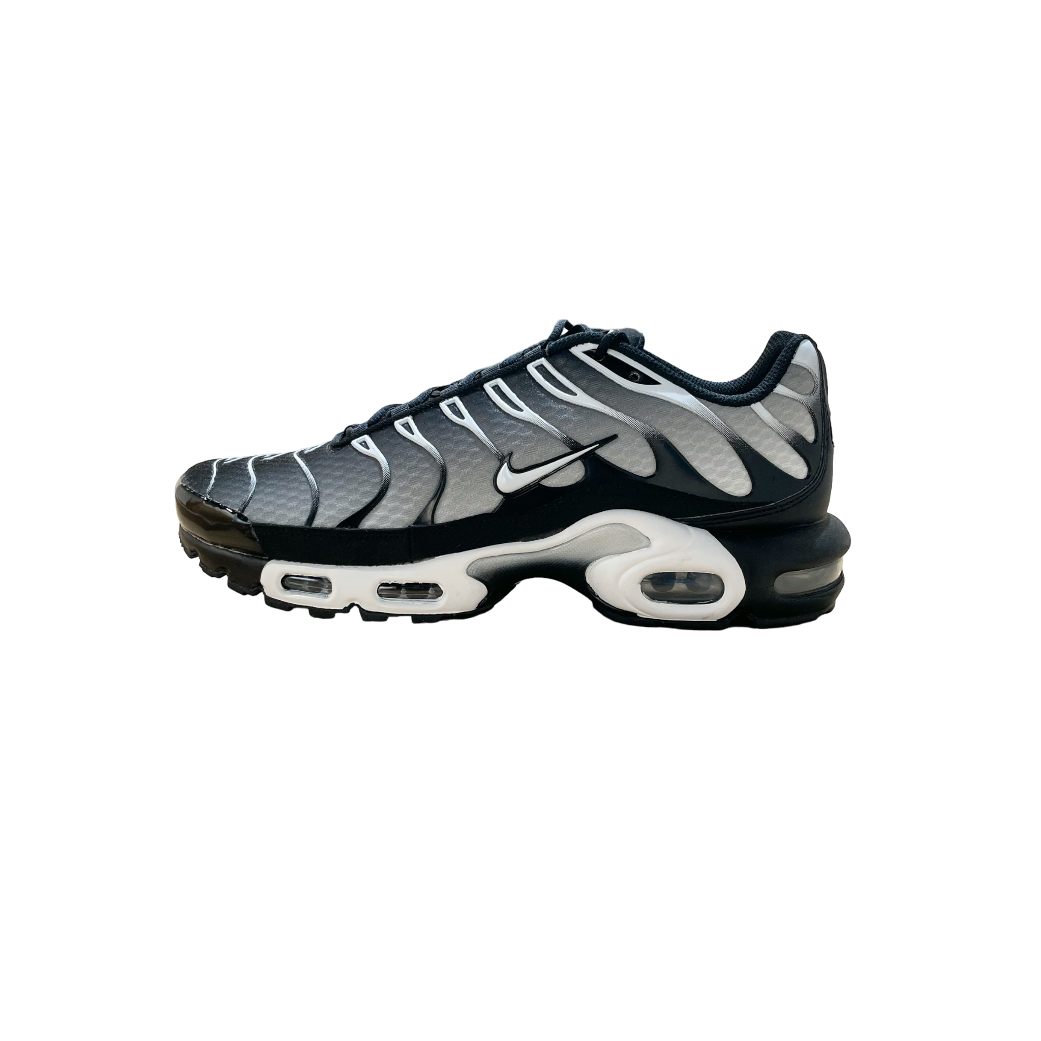 Nike Air Max Plus Black Silver White (Damaged OG Box/Replacement Box branded)